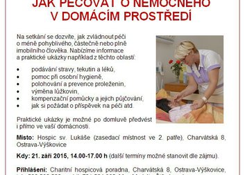 Jak pečovat o nemocného v domácím prostředí - 21. 9. 2015