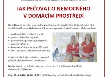 Jak pečovat o nemocného v domácím prostředí - 21. 3. 2024
