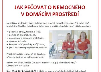 Jak pečovat o nemocného v domácím prostředí - 20. 6. 2024