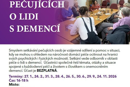 Setkávání pečujících o lidi s demencí – 2026