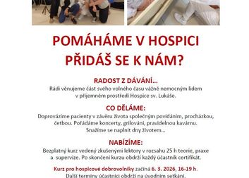 Kurz pro hospicové dobrovolníky - 6. 3. 2026