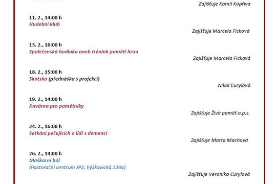 Program v Charitním středisku Gabriel - 2/2026