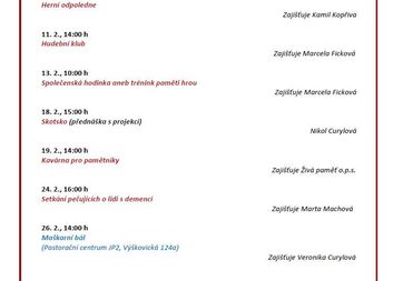 Program v Charitním středisku Gabriel - 2/2026