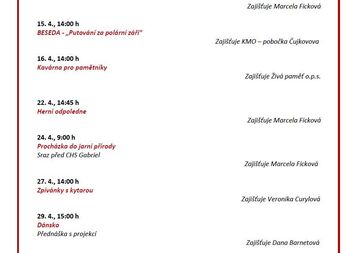 Program v Charitním středisku Gabriel - 4/2026