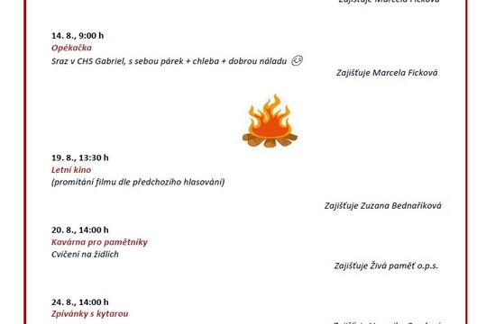Program v Charitním středisku Gabriel - 8/2026
